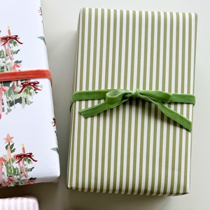 Wrapping Paper: Green Patisserie Stripe {Gift Wrap, Birthday, Holiday, Christmas}