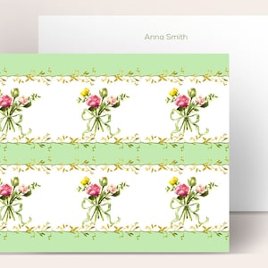 Personalized Stationery: Pistachio Regency Bouquet {Stationary Notecards, Monogram, Custom, Artistic, Girly, Beautiful, Green, Pretty}