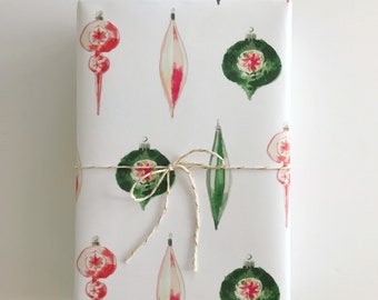Wrapping Paper: Pink and Green Holiday Ornaments  {Christmas, Holiday, Gift Wrap}
