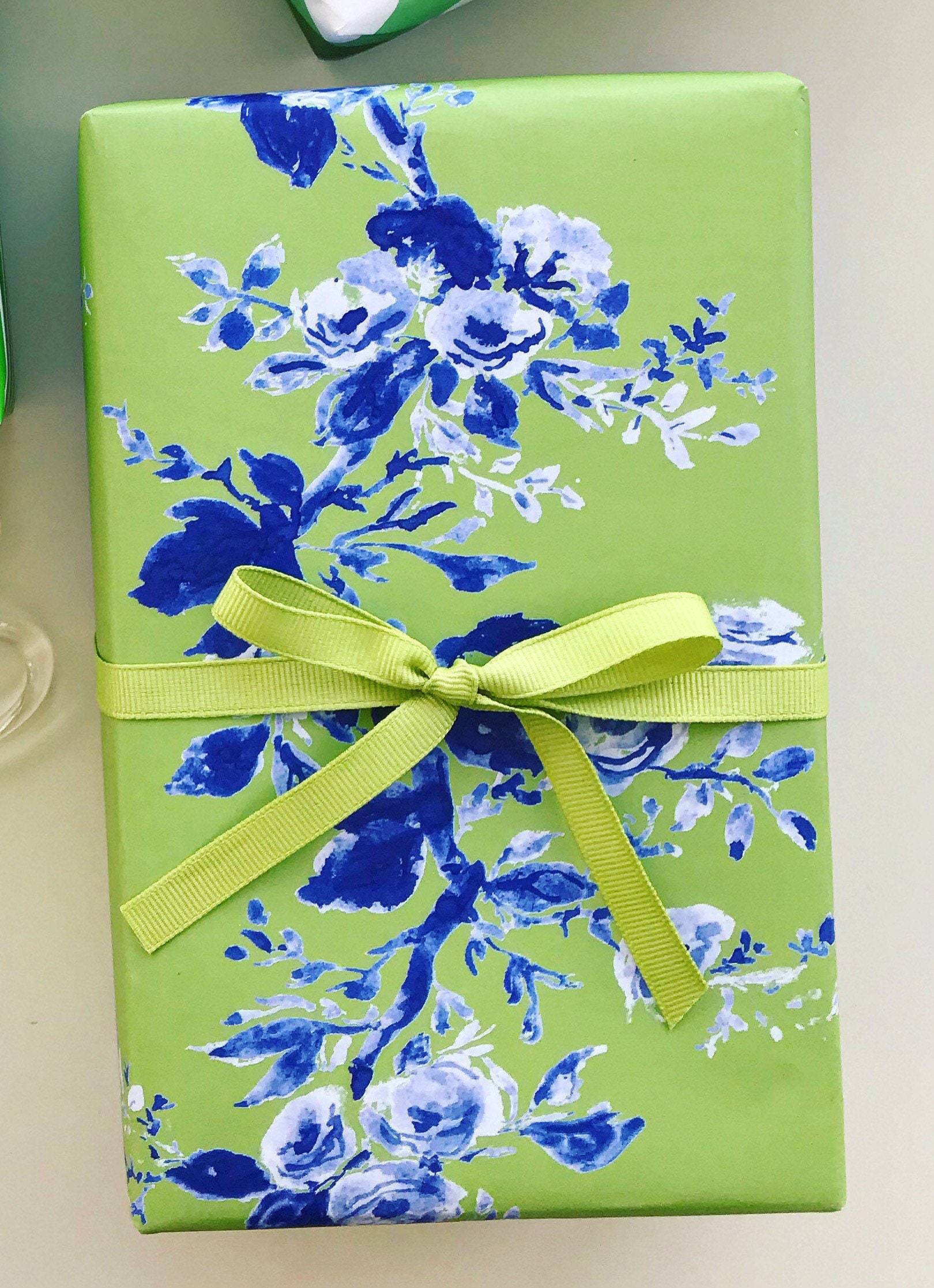 Wrapping Paper: Blue Vintage Floral (Gift Wrap, Birthday, Holiday,  Christmas, wedding, shower, engagement, all occasion,)