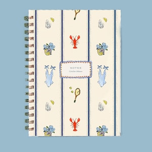 Hamptons Summer Personalized Gold Spiral Notebook