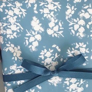 Wrapping Paper: Steel Blue Parisian Florette {Gift Wrap, Birthday, Holiday,  Christmas}
