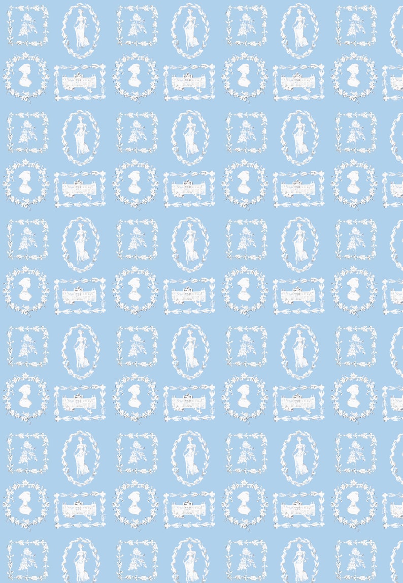 Wrapping Paper: English Blue Jane Austen Gift Wrap, Birthday, Holiday, Christmas image 6