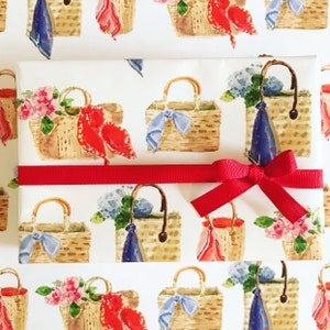 Wrapping Paper: Straw Totes {Gift Wrap, Birthday, Holiday, Christmas}