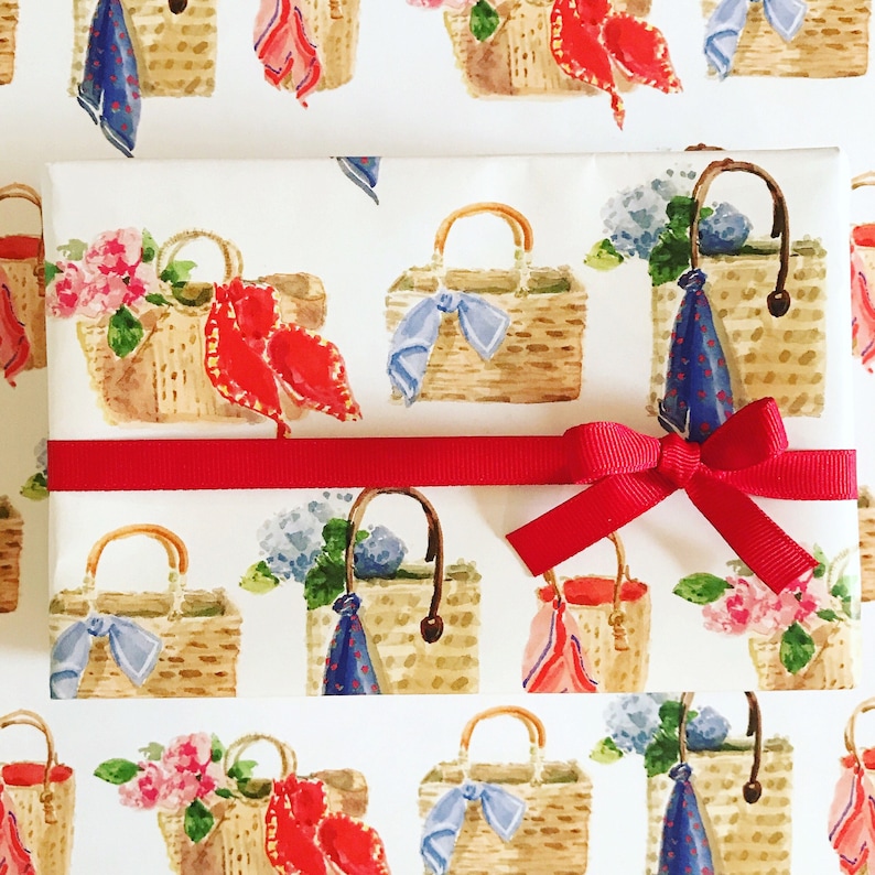 Wrapping Paper Straw Totes gift Wrap Birthday Holiday Etsy