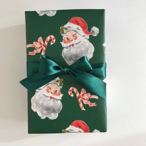 Wrapping Paper: Santa Claus Green {Gift Wrap, Birthday, Holiday, Christmas}