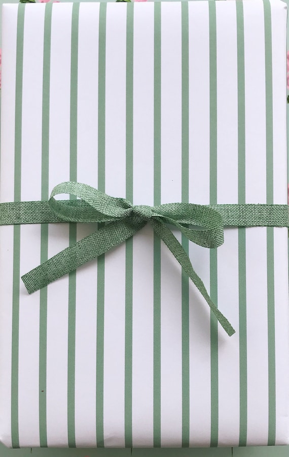 Wrapping Paper: Sage Pinstripe gift Wrap, Birthday, Holiday