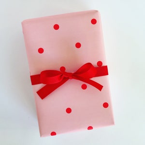 Wrapping Paper: Blush and Red Polka Dot {Gift Wrap, Birthday, Holiday, Christmas}