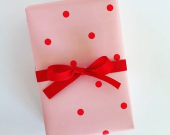 Wrapping Paper: Blush and Red Polka Dot {Gift Wrap, Birthday, Holiday, Christmas}