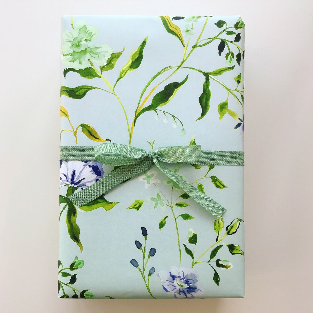 Sage Green Floral Wrapping Paper