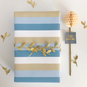 Wrapping Paper: Steel Blue Cafe Multistripe {Gift Wrap, Birthday, Holiday, Christmas}