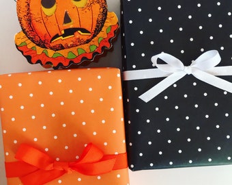 Wrapping Paper: Orange Pin Dot gift Wrap, Birthday, Holiday, Christmas 