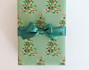 Wrapping Paper: Oh Christmas Tree Sage {Gift Wrap, Birthday, Holiday, Christmas}