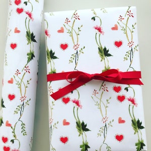 Wrapping Paper: Sweetheart Vines White {Gift Wrap, Valentine's Day, Birthday, Holiday, Christmas}