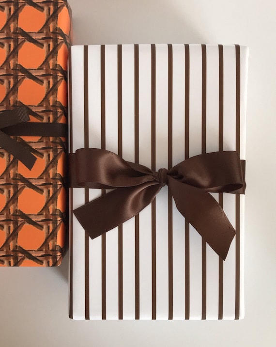 Wrapping Paper Chocolate French Stripe gift Wrap Birthday Holiday Christmas Etsy UK