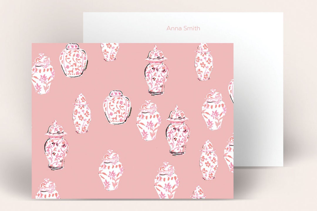 Personalized Stationery Pink Ginger Jar stationary Etsy