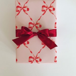 Wrapping Paper: Red And Blush Parisian Bows {Gift Wrap, Birthday, Holiday, Christmas}