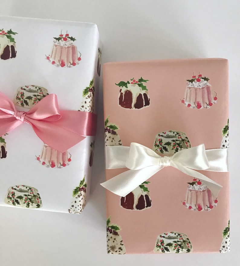 Wrapping Paper Christmas Cakes Pink gift Wrap Birthday Etsy