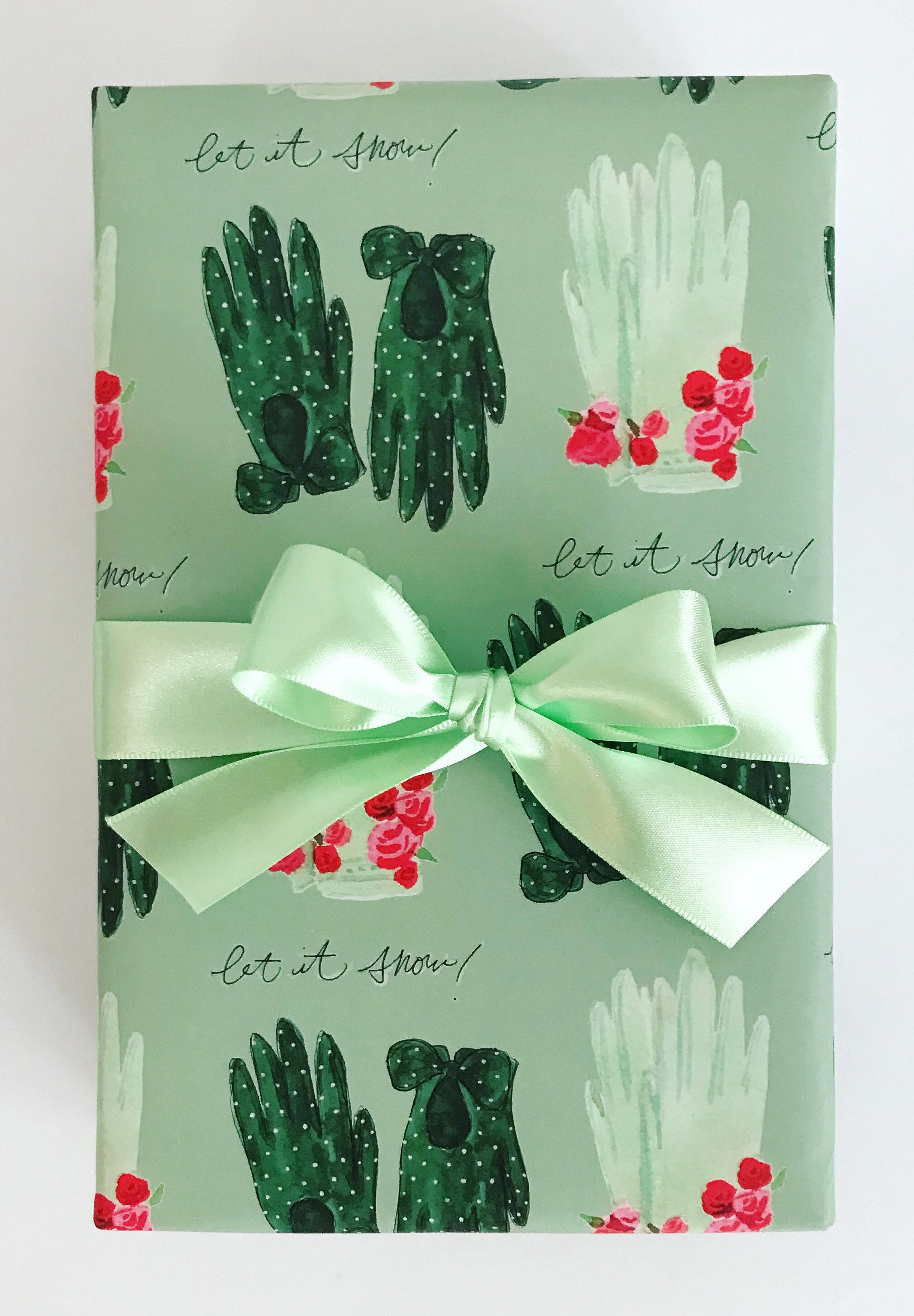 New Wrapping Paper: Green and Sage Holiday Gloves christmas