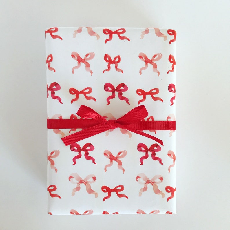 Wrapping Paper Red Bows Gift Wrap Birthday Holiday Etsy