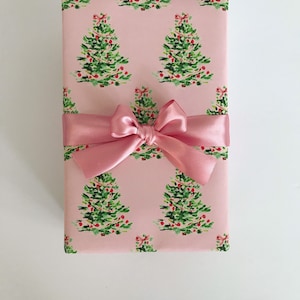 Wrapping Paper  Oh Christmas Tree Pink {Gift Wrap, Birthday, Holiday, Christmas}