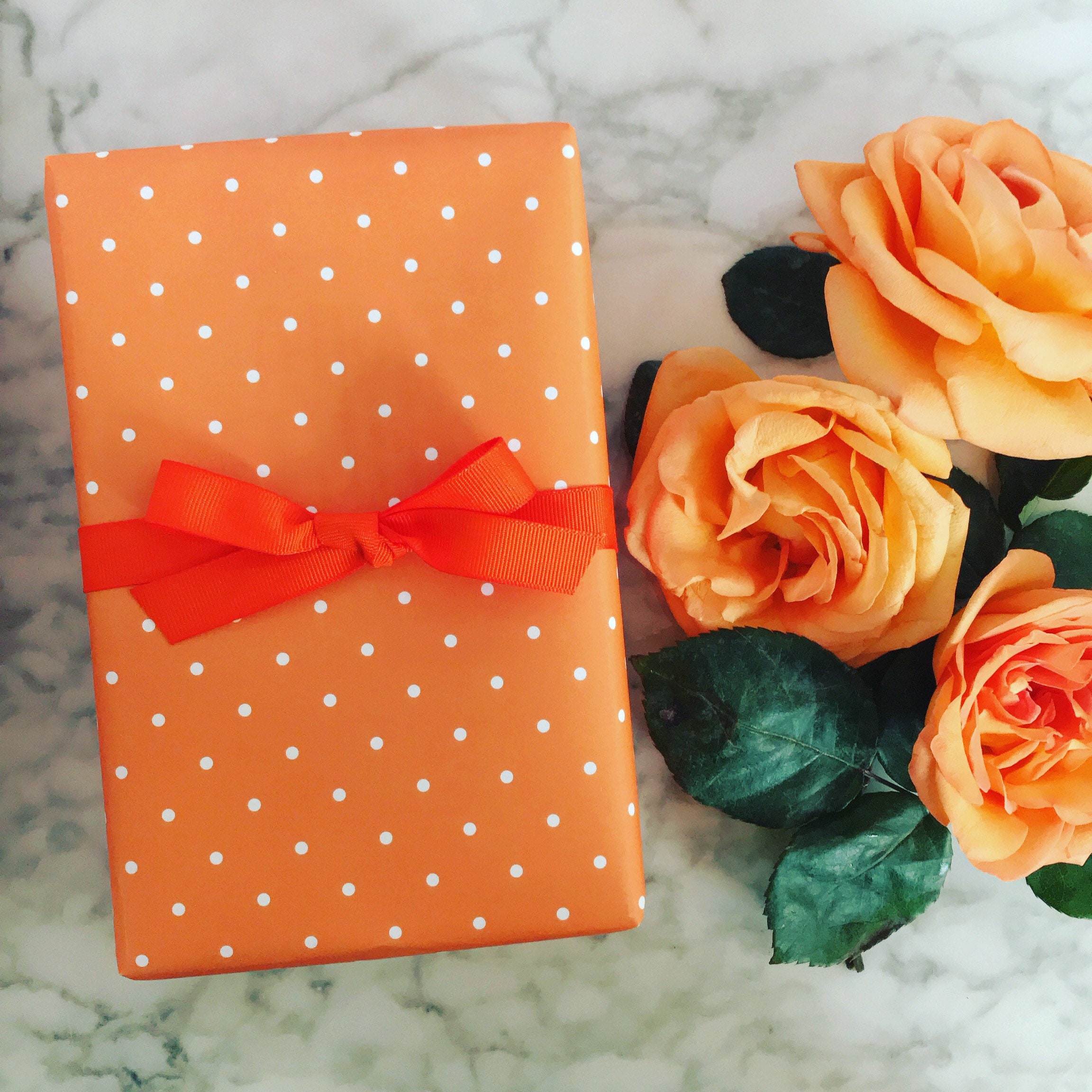 Wrapping Paper: Orange Pin Dot gift Wrap Birthday Holiday - Etsy