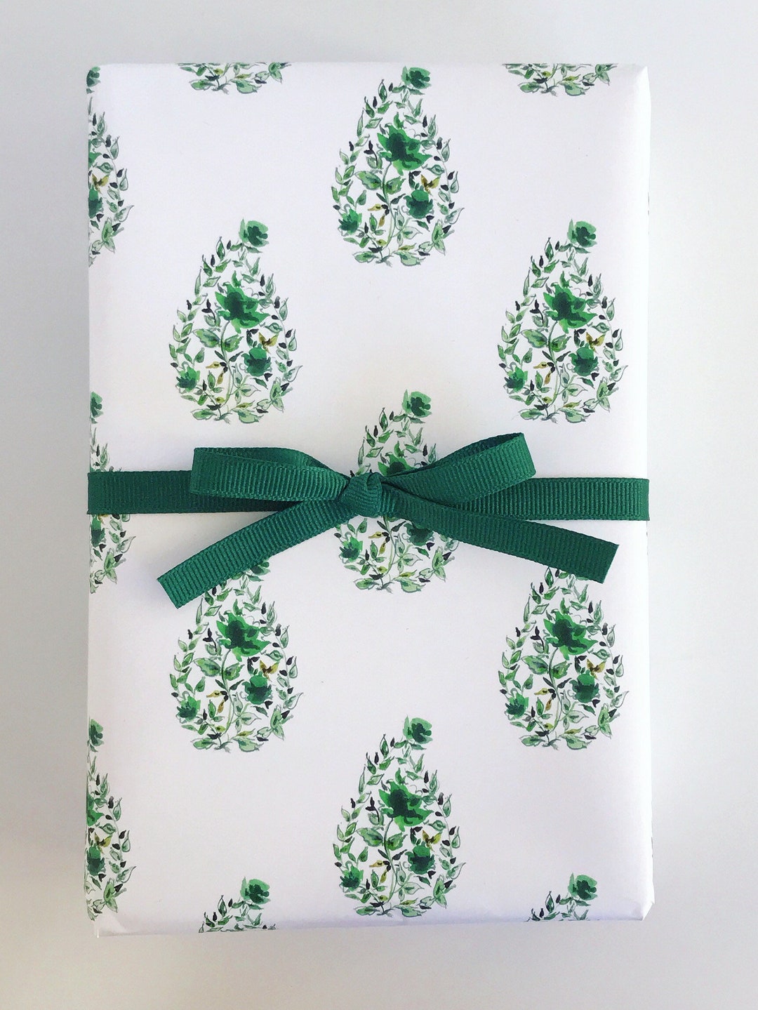 Wrapping Paper: Hunter Green Paisley gift Wrap, Birthday, Holiday