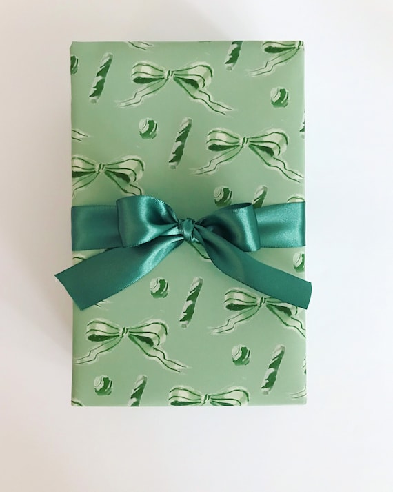 Wrapping Paper: Hunter Bows and Candy Canes on Sage gift Wrap