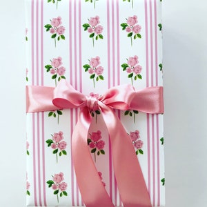 Wrapping Paper: Pink French Rose Pinstripe {Gift Wrap, Birthday, Holiday, Christmas}