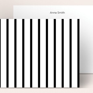 Personalized Stationery: Black French Stripe {Stationary Notecards, Monogram, Custom, Artistic, Girly, Stripe, Black, Card, Pretty, Fun}