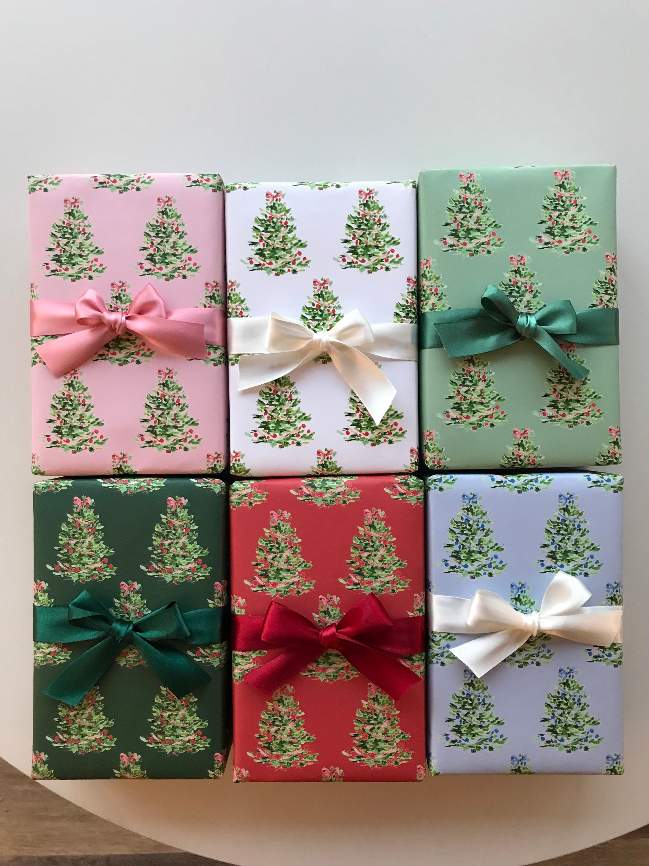 Wrapping Paper: Oh Christmas Tree Pink {Gift Wrap, Birthday, Holiday, Christmas}