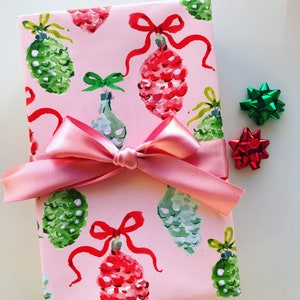 Wrapping Paper: Pink Vintage Ornaments  {Christmas, Holiday, Gift Wrap}