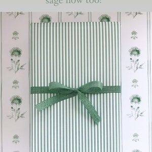 Wrapping Paper: Sage Pinstripe Gift Wrap, Birthday, Holiday, Christmas image 2