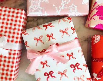 Wrapping Paper: Red Bows {Gift Wrap, Birthday, Holiday, Christmas}