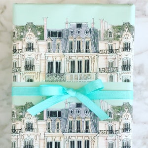 Wrapping Paper: Green Paris Apartments Gift Wrap, Birthday, Holiday, Christmas image 2