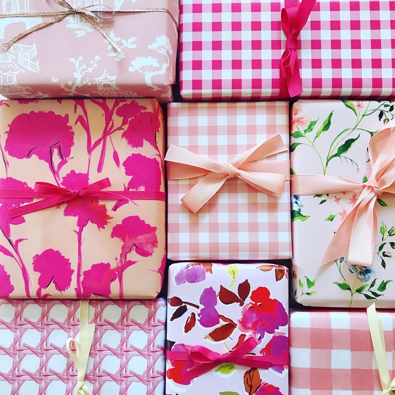 Wrapping Paper Hot Pink Carnations gift Wrap Birthday Etsy