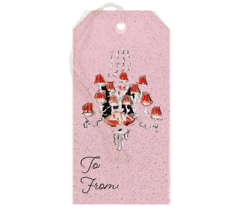 Gift Tag: Chandeliers and Bows Pink Gift Tag, Valentine's Day, Galentine's Day, Holiday, Party image 3