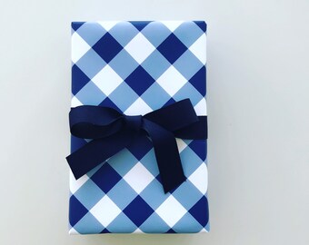 Wrapping Paper: Diagonal Navy Gingham {Gift Wrap, Birthday, Holiday, Christmas}