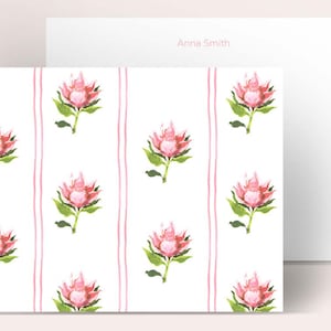Personalized Stationery: Pink Antoinette Floral {Stationary Notecards, Monogram, Custom, Artistic, Girly, Rose, Pink, Beautiful, Floral}