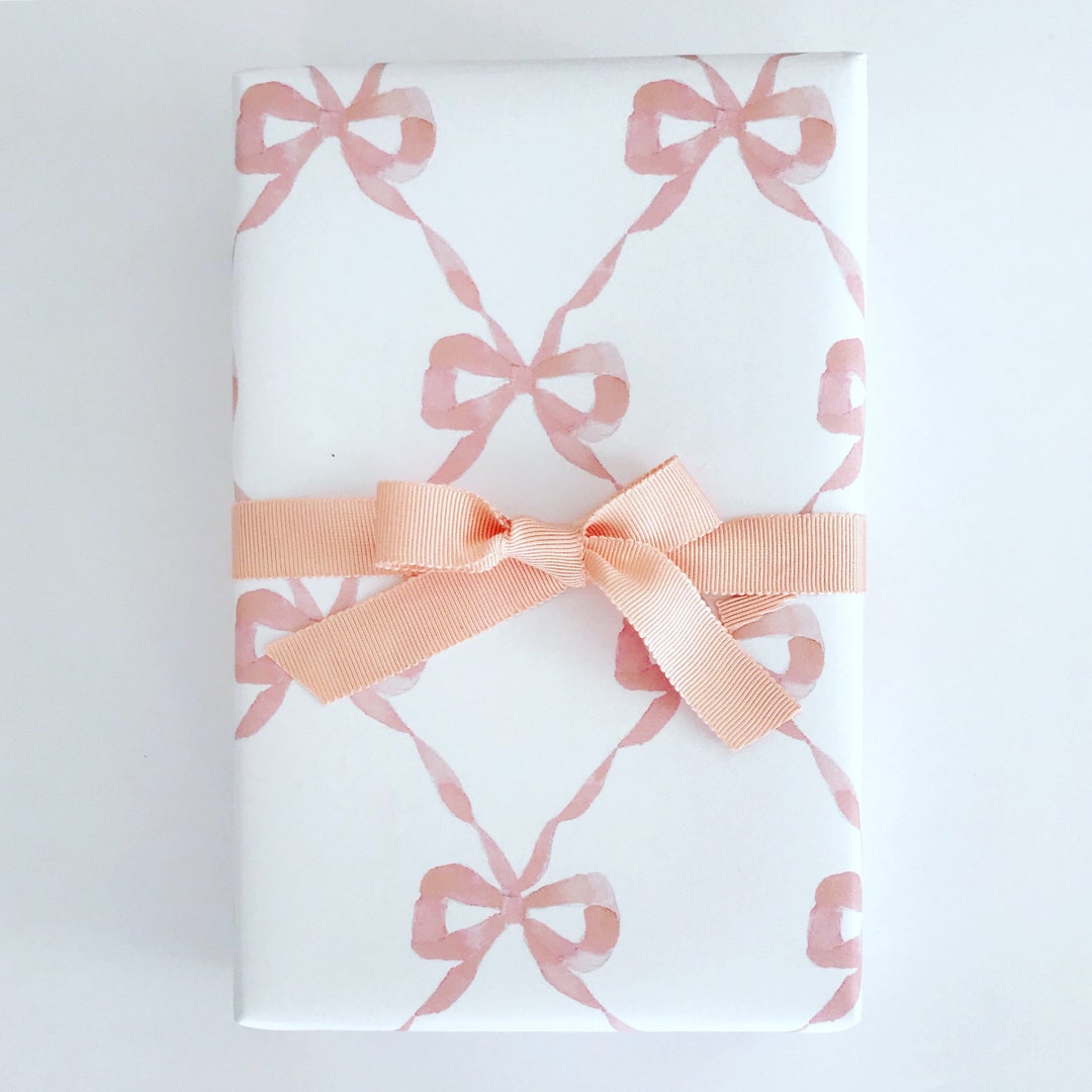 Wrapping Paper Pink Parisian Bows gift Wrap, Birthday, Holiday