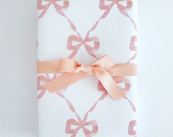 Wrapping Paper: Pink Parisian Bows {Gift Wrap, Birthday, Holiday, Christmas}