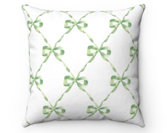 Sage Parisian Bows Pillow