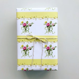 Wrapping Paper: Lemon Regency Bouquet {Gift Wrap, Birthday, Holiday, Christmas}