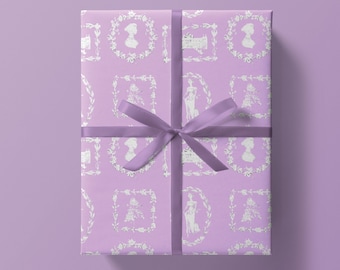 Wrapping Paper: Purple Jane Austen {Gift Wrap, Birthday, Holiday, Christmas}