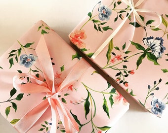 Wrapping Paper: Blush Vintage Floral {Gift Wrap, Birthday, Holiday, Christmas}