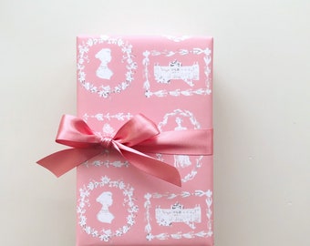 Wrapping Paper: Pink Jane Austen {Gift Wrap, Birthday, Holiday, Christmas}