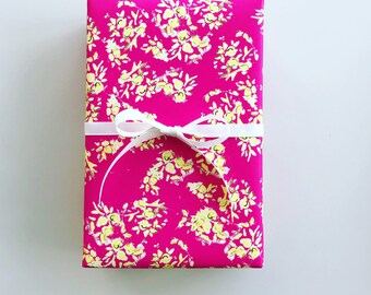 Wrapping Paper: Pink and Yellow Parisian Florette {Gift Wrap, Birthday, Holiday, Christmas}