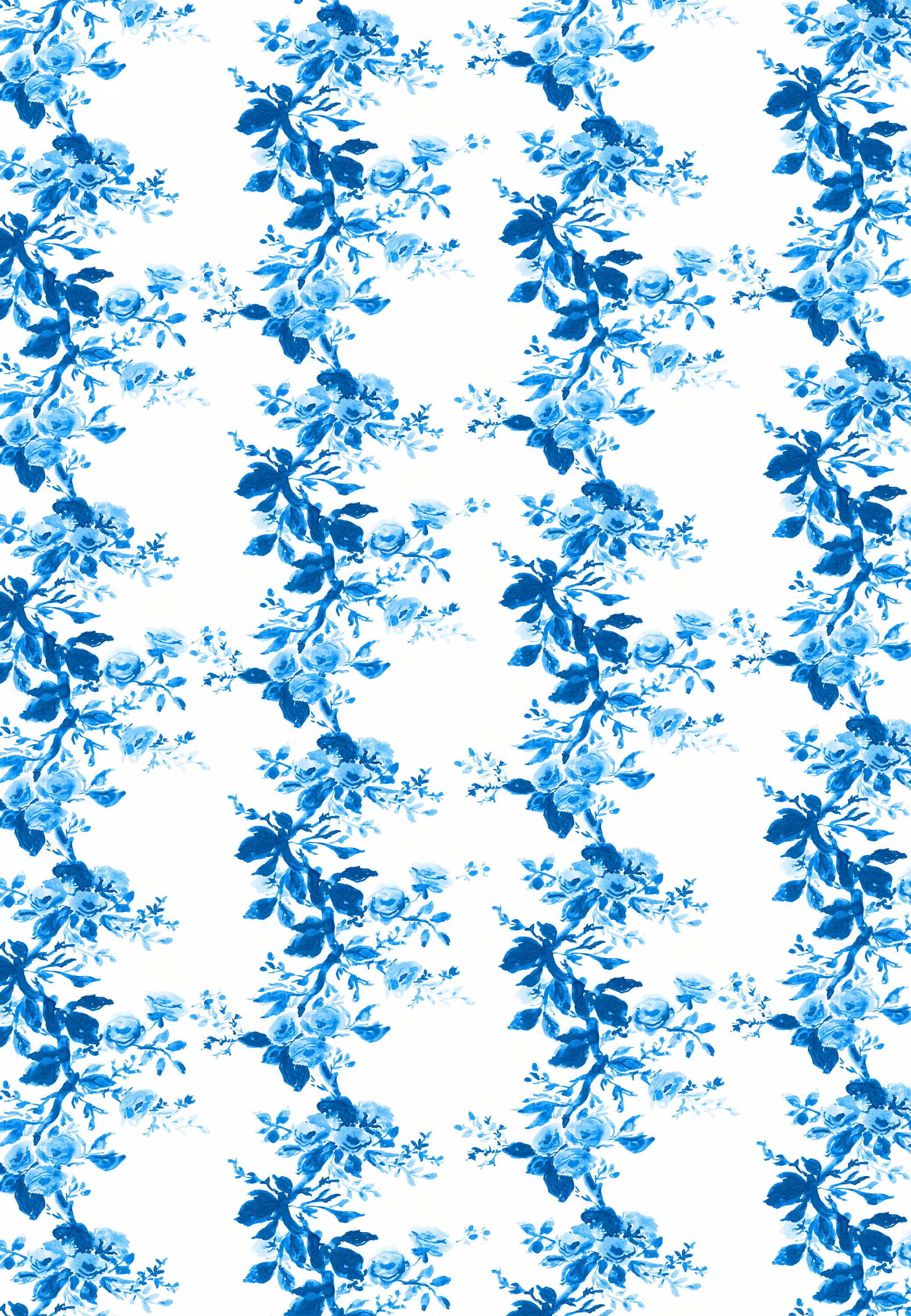 Wrapping Paper: Blue Floral Vine gift Wrap, Birthday, Holiday, Christmas 