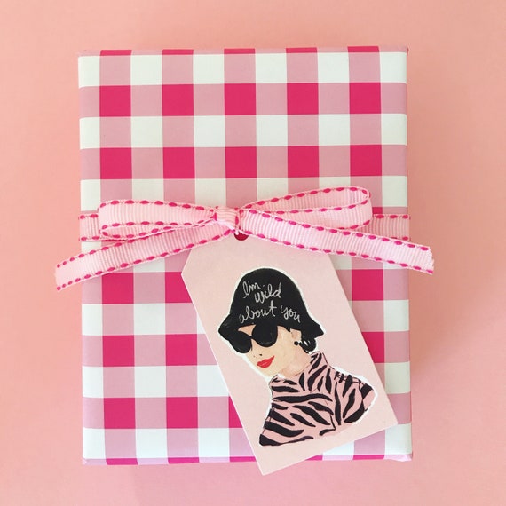 Wrapping Paper: Hot Pink Gingham {Gift Wrap, Birthday, Holiday, Christmas}