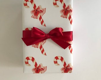 Wrapping Paper: Red Candy Canes {Gift Wrap, Birthday, Holiday, Christmas}